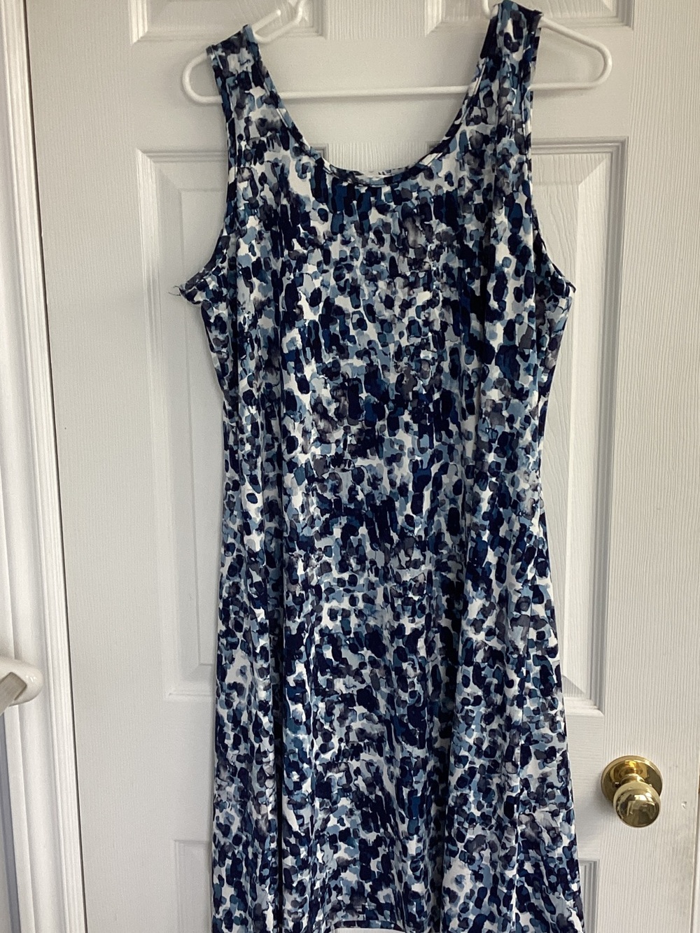 Sleeveless Navy & White Printed Midi Dress